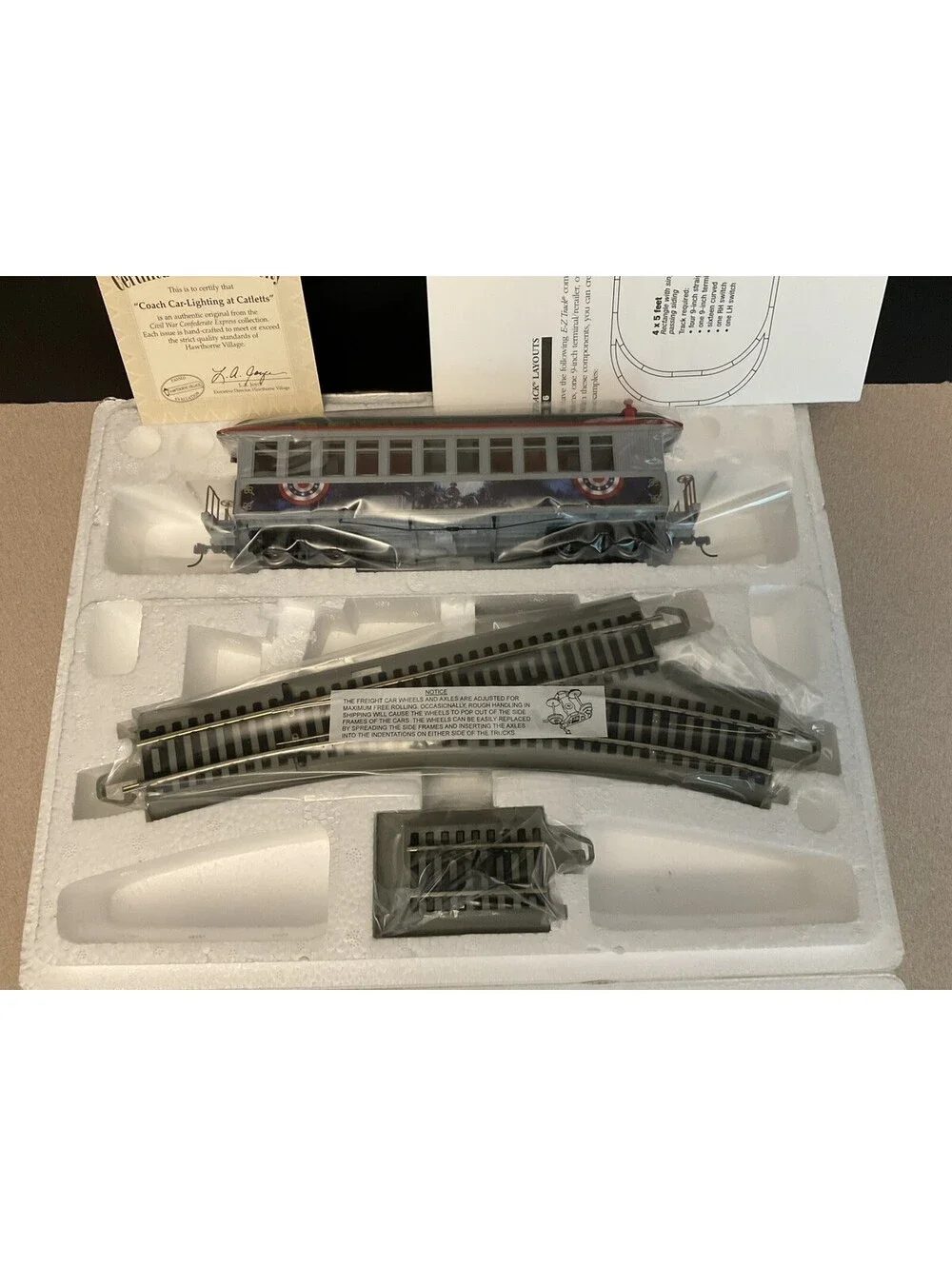 New! HAWTHORNE VILLAGE “Coach Car-Lighting At The Catletts” Box Car.